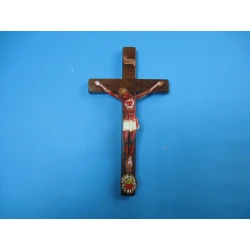 Krzyż pasyjny końca czasów serca Jezusowego drewniany 22 cm B